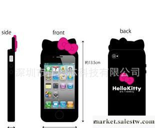 iPhone4　立體 蝴蝶結 Hello Kitty 硅膠套 外殼 手機套 手機殼工廠,批發,進口,代購