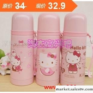 新款特價卡通HELLO KITTY粉色不銹鋼保溫杯 保溫瓶配掛繩工廠,批發,進口,代購