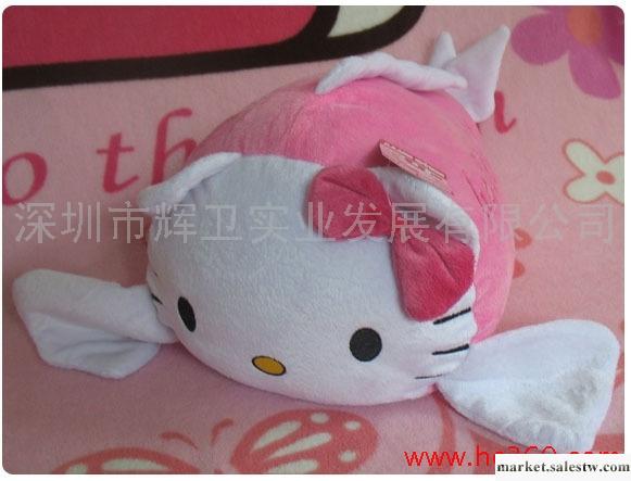 瘋狂熱銷！！新款Hello Kitty粉色超柔手感毛絨-魚形抱枕/靠枕工廠,批發,進口,代購