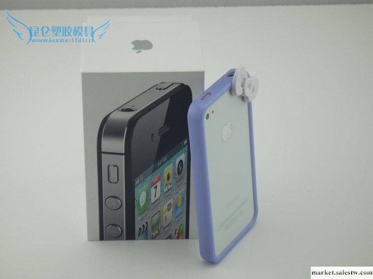 供應蘋果4代公仔邊框手機殼生產廠家 iphone4s蝴蝶結邊框手機殼工廠,批發,進口,代購