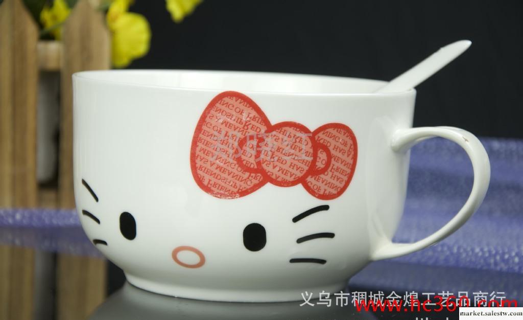 供應陶瓷面碗 中號 Hellokitty貓 帶蓋 湯碗 面杯 湯杯 保鮮杯工廠,批發,進口,代購