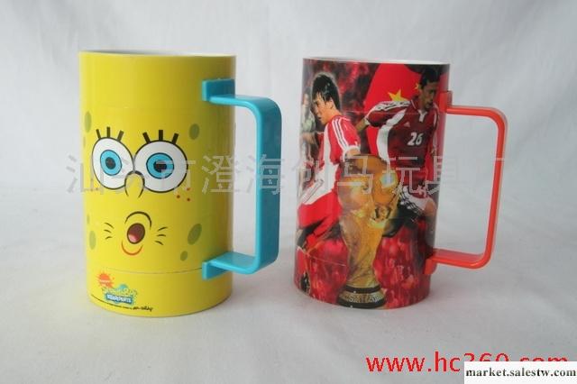 供應海綿寶寶品牌拼圖杯子 旋轉杯 食品安全環保材料塑料杯 廣告贈品工廠,批發,進口,代購