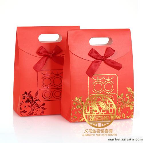禮品喜糖盒 韓式婚慶用品　紅雙喜字帶蝴蝶節　翻蓋式手提袋工廠,批發,進口,代購