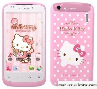 供應Alcatel/阿爾卡特 OT-979Hello Kitty版手機4.0寸智工廠,批發,進口,代購