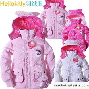 供應秋冬新款 高檔hello Kitty女童羽絨服 白鵝絨 有帽可拆免洗工廠,批發,進口,代購