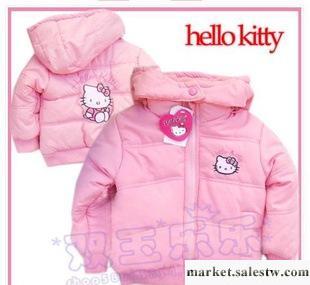 冬新款Hello Kitty女童開身連帽 休閑保暖棉衣2--7歲三色工廠,批發,進口,代購