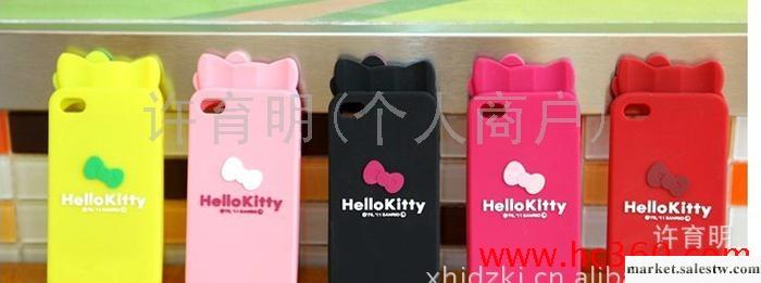 日本Hello Kitty蝴蝶結 iPhone4 硅膠套 外殼 kt貓保護套 帶耳朵工廠,批發,進口,代購