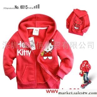 供應兒童童裝卡通HELLO KITTY女童寶寶連帽加厚/抓絨拉鏈外套工廠,批發,進口,代購