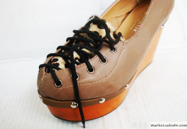 2012新款女鞋單鞋 坡跟 金屬 車縫線 防水臺 豹紋 惠東女鞋批發工廠,批發,進口,代購