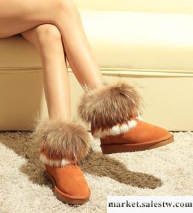 供應2012甜美狐貍毛兔毛雪地靴 防水 平底雪地靴子女靴短靴女鞋特價批發・進口・工廠・代買・代購