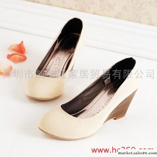 2012春季新款布面坡跟圓頭高跟韓版休閑女式時裝鞋子女士女鞋單鞋批發・進口・工廠・代買・代購
