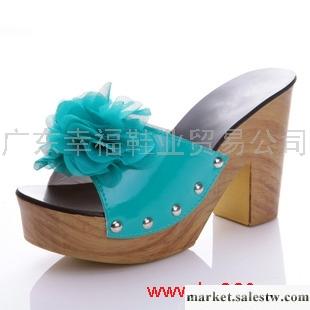 供應 鞋2012新款花朵涼鞋粗跟鞋女鞋防水臺高跟鞋甜美涼拖鞋夜店鞋工廠,批發,進口,代購