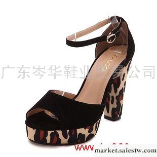 供應  鞋豹紋防水臺超高跟女鞋厚底粗跟羅馬魚嘴涼鞋L-BF683工廠,批發,進口,代購