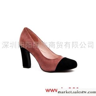 供應單鞋杰曼希爾2012春款圓頭粗跟高跟撞色羊反絨女鞋單鞋JM-R07工廠,批發,進口,代購