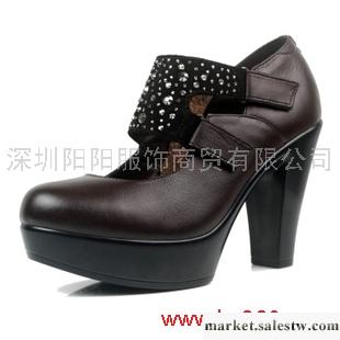 供應單鞋草摩家 2012春季新款頭層牛皮 粗跟 奢華水鉆高跟時尚女鞋單鞋工廠,批發,進口,代購