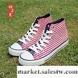 供應帆布鞋怡萬年】環球2011新款專柜正品女鞋美國國旗條紋高幫帆布鞋女款工廠,批發,進口,代購