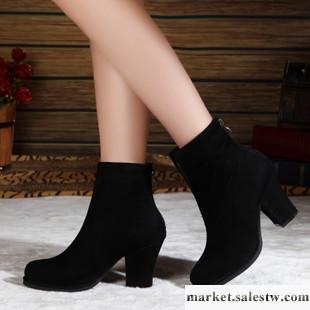 供應靴子短靴2012秋冬靴 女靴子歐美粗跟高跟真皮黑磨砂牛皮女鞋新款裸靴工廠,批發,進口,代購