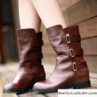 供應中筒靴真皮女靴平跟靴子馬丁靴女鞋秋冬新款中靴內增高機車靴棉鞋工廠,批發,進口,代購