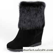 供應芬碧2012秋冬季新款女鞋坡跟厚底圓頭短靴雪地靴真皮兔毛靴女工廠,批發,進口,代購