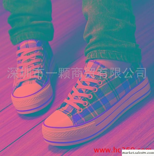 好版型推薦！超有范韓版時尚松糕鞋厚底增高休閑鞋女鞋格子帆布鞋工廠,批發,進口,代購