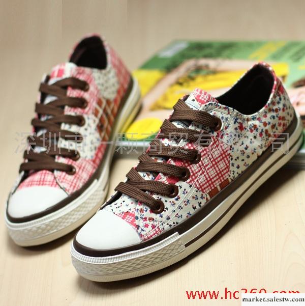 森女必備田園風碎花格子帆布鞋 女鞋休閑鞋平底超舒適低幫鞋 球鞋工廠,批發,進口,代購