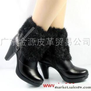 供應 女鞋沖5鉆秒殺真皮人造兔毛高跟防水臺女短靴牛皮女靴子女式棉皮鞋工廠,批發,進口,代購