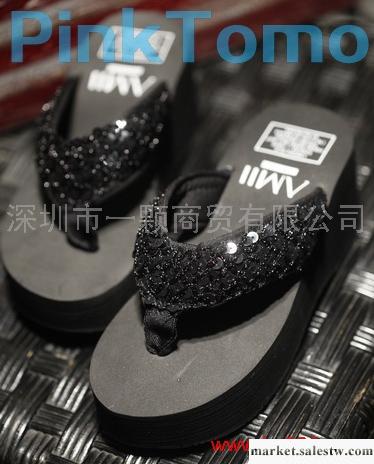 外貿Amii艾米夏季爆款亮片人字拖鞋厚底松糕跟涼拖鞋女鞋坡跟涼鞋工廠,批發,進口,代購