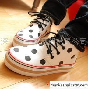 韓版俏皮波點高幫休閑帆布鞋 百搭厚底鞋 松糕鞋 潮流女鞋布鞋工廠,批發,進口,代購