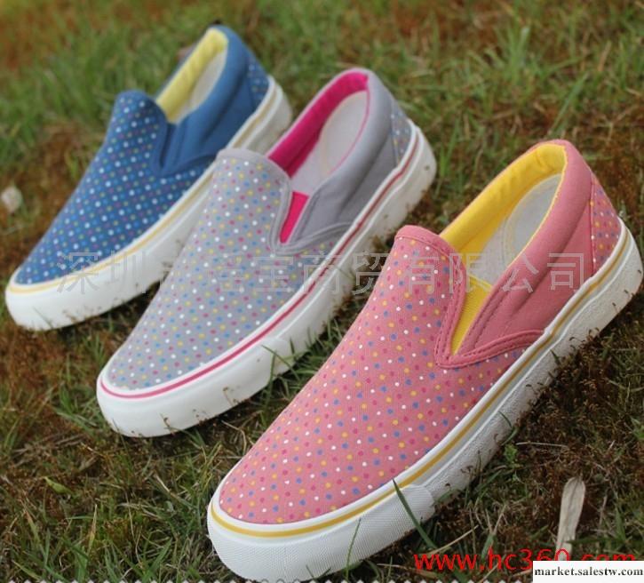 快億步A-37新款女鞋女帆布鞋韓版個性 點點款一腳套工廠,批發,進口,代購
