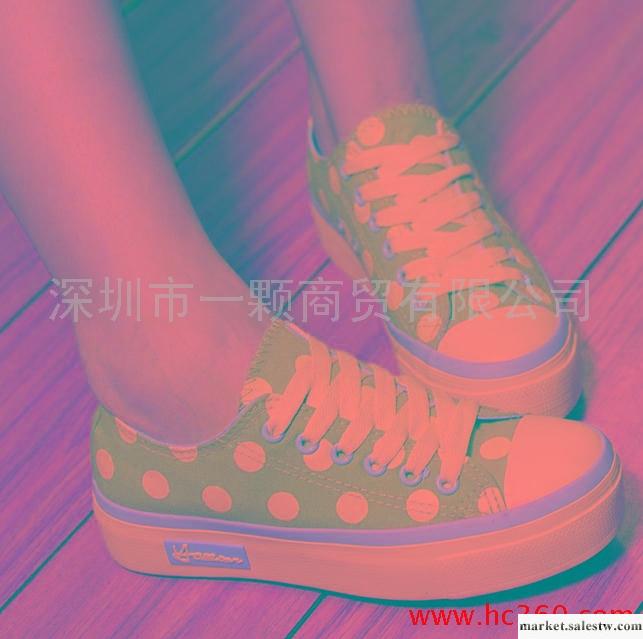 日系糖果色波點帆布鞋女鞋平跟休閑鞋厚底松糕鞋增高鞋 高3.5M工廠,批發,進口,代購