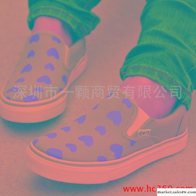 日系甜美桃心手繪鞋女鞋子牛筋底一腳套帆布鞋女鞋休閑鞋 懶人鞋工廠,批發,進口,代購