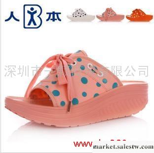 人本正品松糕鞋涼鞋女一字拖鞋魚嘴帆布鞋涼拖鞋女鞋瘦身鞋搖搖鞋工廠,批發,進口,代購