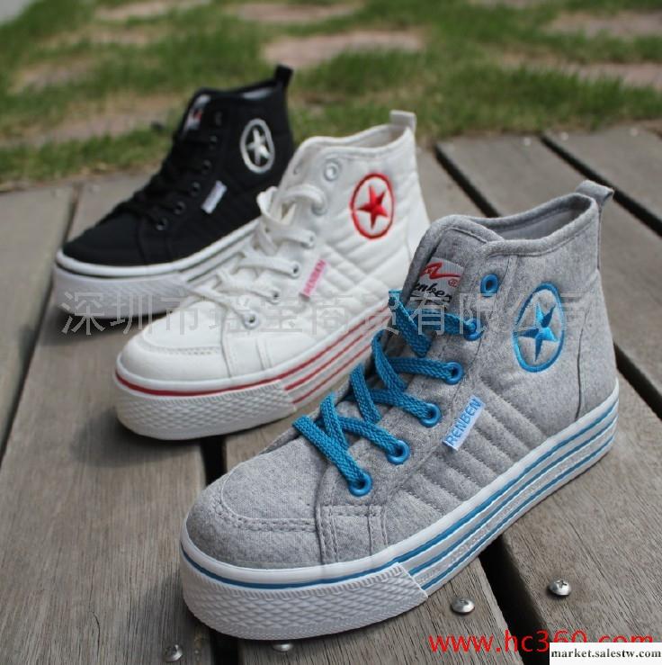 潮流女鞋高幫增 厚底女款松糕底布鞋 休閑女帆布鞋 人本3133工廠,批發,進口,代購