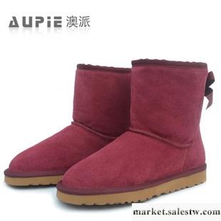 供應時尚女鞋牛皮純羊毛雪地靴 綁帶蝴蝶結中筒女靴工廠,批發,進口,代購