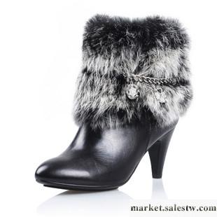 供應路雪兒牛皮女鞋短靴兔毛高跟靴子HL-8工廠,批發,進口,代購