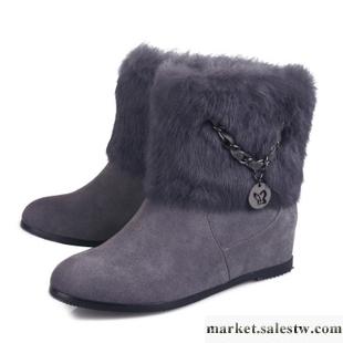 供應時尚女鞋秋冬真皮女靴時尚魅力OL潮流兔毛平底真皮短靴-208工廠,批發,進口,代購