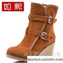 供應如熙 2012秋季靴子坡跟女鞋單靴女靴鞋子真皮中筒靴高跟 女R013-1工廠,批發,進口,代購