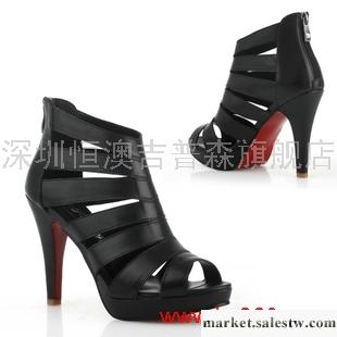 供應紫郁2012春新款 歐美真皮魚嘴高跟鞋女鞋牛皮防水臺羅馬涼鞋822-1工廠,批發,進口,代購