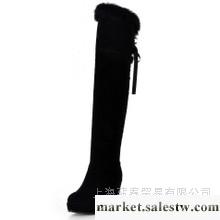 供應薪春 2012新款冬女鞋兔毛高筒靴過膝靴女靴 真皮高跟坡跟長靴子女工廠,批發,進口,代購