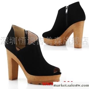 供應紫郁2012春新款女鞋真皮歐美厚底魚嘴鞋粗跟高跟鞋防水臺涼鞋子工廠,批發,進口,代購