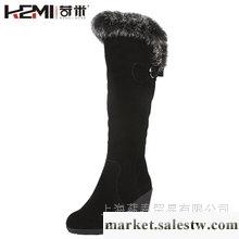 供應薪春 苛米秋冬新款坡跟高筒靴全牛皮真皮兔毛保暖長靴女鞋靴子工廠,批發,進口,代購