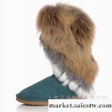 供應薪春 正品雪地靴狐貍毛款牛皮女鞋兔毛牛筋底高筒流蘇工廠,批發,進口,代購
