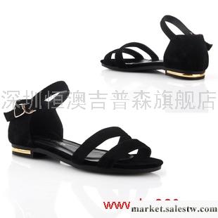 供應紫郁2012春新款 歐美經典羅馬真皮涼鞋 牛皮露趾平跟女鞋[L029]工廠,批發,進口,代購