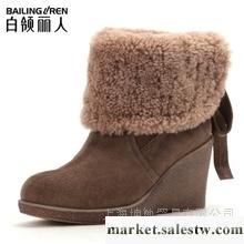 供應坤敏 2012冬季新款時尚女鞋坡跟高跟真皮羊毛棉鞋短靴女靴雪地靴子390R工廠,批發,進口,代購