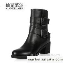 供應坤敏 2012新款真皮女鞋冬季高跟短靴粗跟女靴馬丁靴子厚底機車靴騎士靴工廠,批發,進口,代購