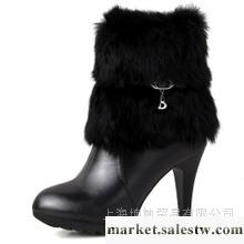 供應坤敏 濃情漫宇2012秋冬新款女鞋歐美真皮靴子兔毛女靴高跟鞋中筒靴y116工廠,批發,進口,代購