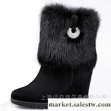 供應佰森得 芬碧2012秋冬季新款真皮女鞋厚底坡跟圓頭兔毛短靴雪地靴水鉆靴子工廠,批發,進口,代購