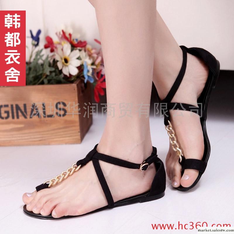 韓都衣舍韓版女鞋2012夏季新品金屬鏈交叉綁帶女涼鞋SH2009晞酉工廠,批發,進口,代購