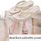 供應McHy__美誠惠友~帆布編織人字拖夾腳厚底坡跟涼拖鞋女鞋工廠,批發,進口,代購