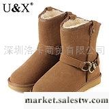 供應UX正品 2011冬季新女鞋 牛皮防水鉚釘中筒雪地靴 女靴子 潮流短靴工廠,批發,進口,代購